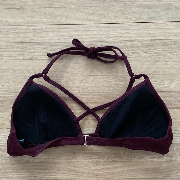 Plumeria Maroon X Triangle Bikini - Picture 3 of 4